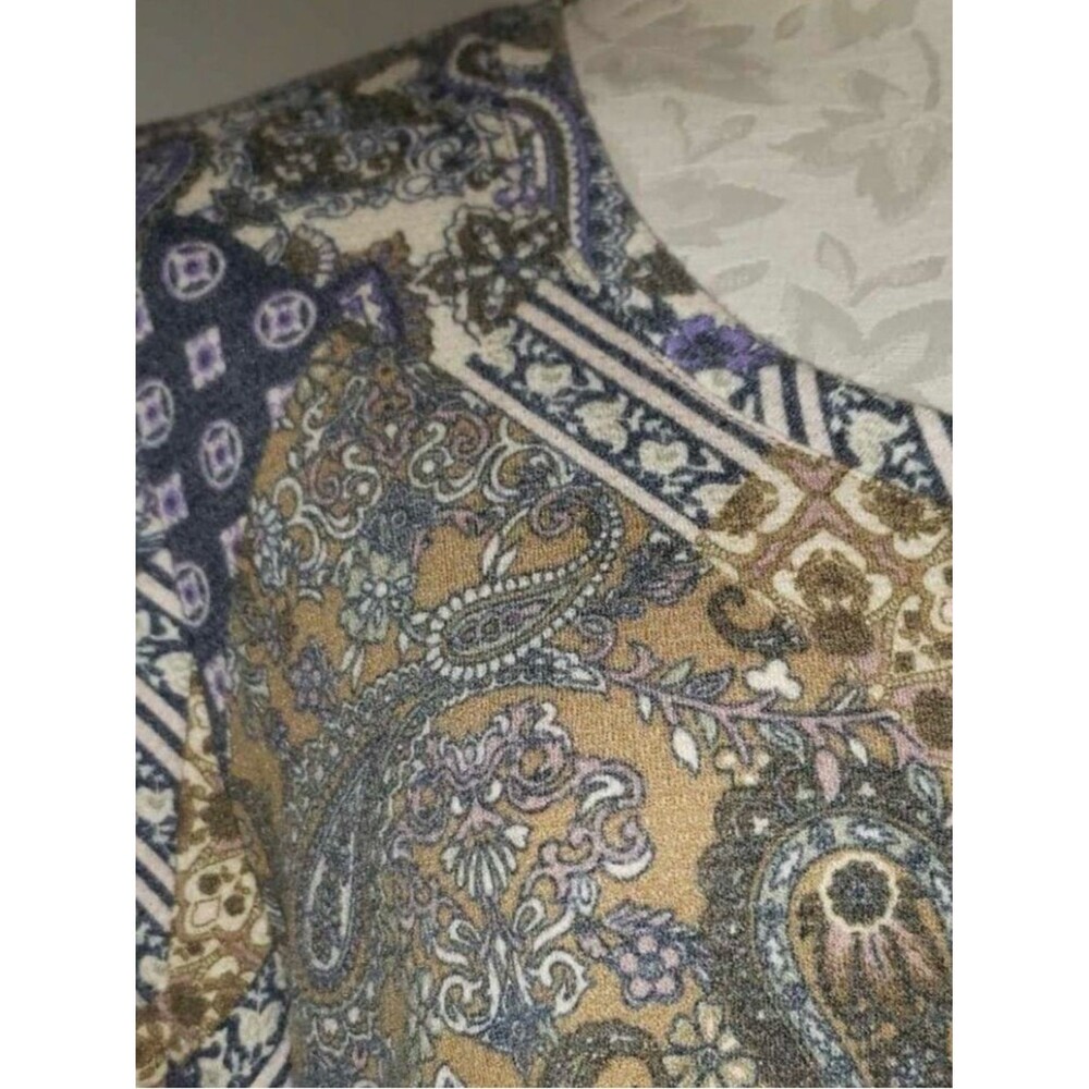 Cato Patchwork Paisley Long Sleeve Tunic Top XL - Picture 2 of 8